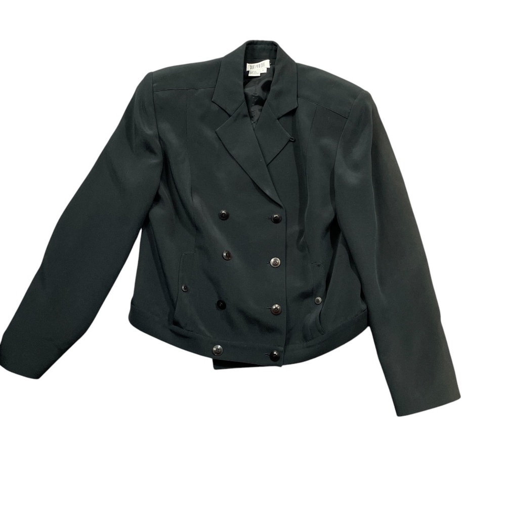 Due Per Due 4 Black Ladies Suit Jacket Blazer 100% Silk Lined